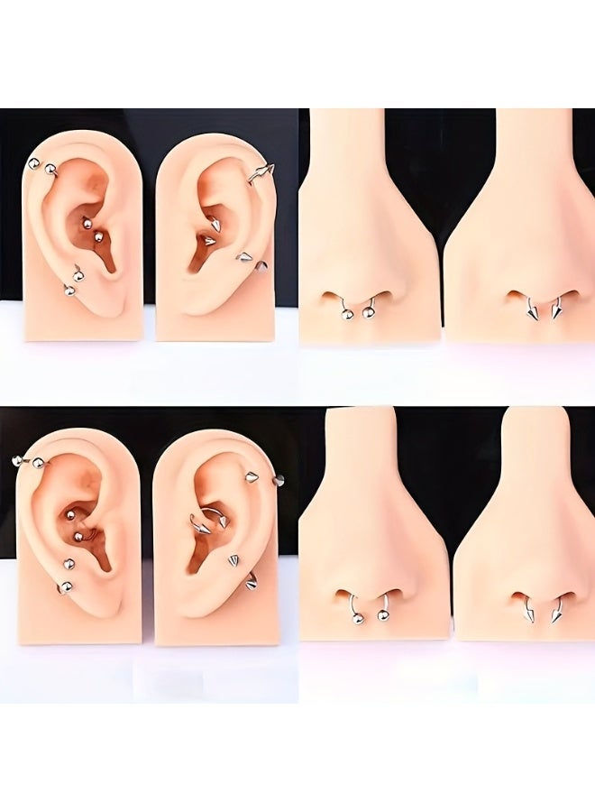 FLOVAZO 60 Pieces Hypoallergenic Body Piercing Jewelry Set - Surgical Steel Ear, Nose, Lip, Eyebrow, Navel & Tongue Piercings - Safe & Stylish Complete Kit for Daily Wear and Gift - Image 2